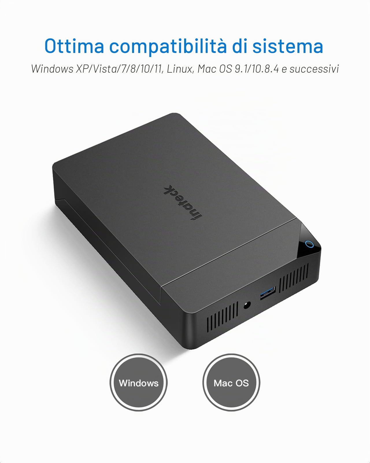 Inateck Case Esterna Hard Disk 3.5“ a SATA, Custodia per HDD e SSD SATA da 2.5/3.5 pollici, supporta UASP e drive da 8TB, adattatore corrente 12V/2A incluso - FE3002