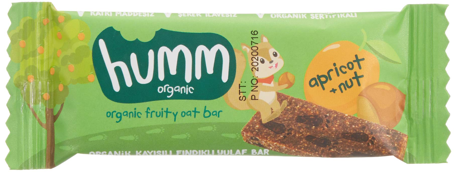 humm organic Organik Kayısılı Fındıklı Vegan Yulaf Bar 1 Paket(27 Gr x 1 Adet)