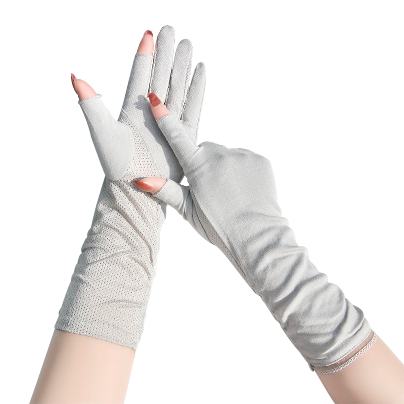 BXT Summer Thin UV Protection Glove for Women Full Finger Touchscreen Anti-Slip Golf Driving Cycling Glove Breathable UPF 50+