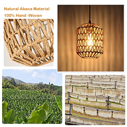 Eyassi Plug In Pendant Light With Led Bulb, Rattan Hanging Lamp With 16Ft Dimmable Cord, Hand Woven Wicker Plug In Chandelier, Boho Hanging Lights Fixture With Plug In Cord For Bedroom Hallway Foyer #TOP5
