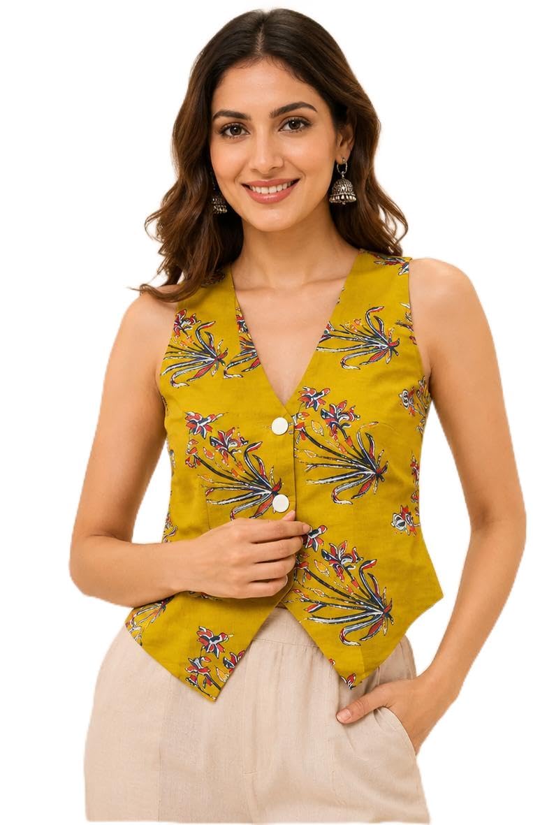 Eleganza by SAM - Women's Waistcoat Vest | Sleeveless V-Neck Waist Coat | Formal Suit Jacket|Indo-Western Jacket/Top for Traditional and Occasion wear-picture-19