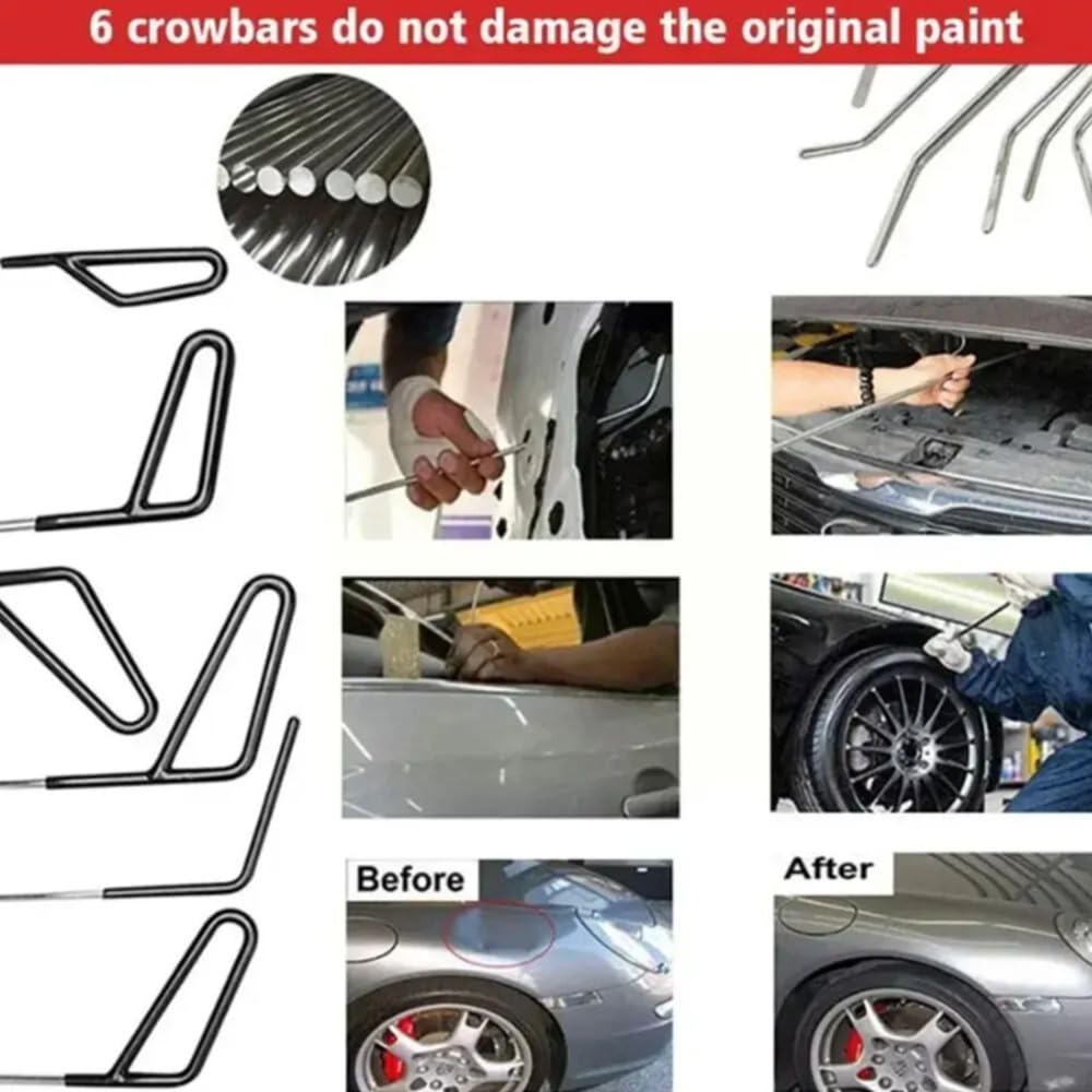 HEYOUTH Tirabolli per Carrozzeria,Levabolli Carrozzeria,Tira Bolli da Carrozzeria,23 PCS Kit per la Riparazione delle ammaccature,Dotato di 6 Ganci e riscontri sagomati per Rimuovere Le ammaccature