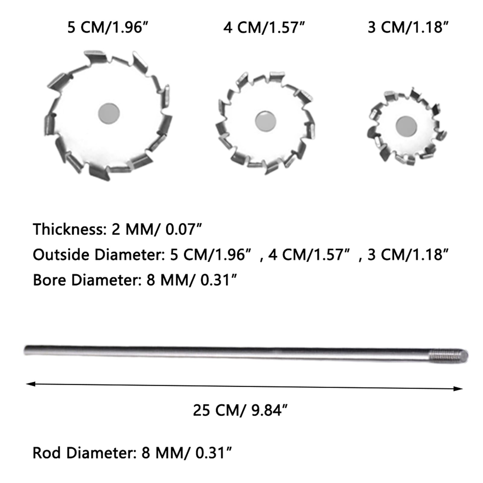 304 - Disco a dispersione con agitatore a barra per sega a denti in acciaio inossidabile con asta di agitazione da 25 cm, elica a piastra rotonda che mescola frullatore a lama (4 cm)