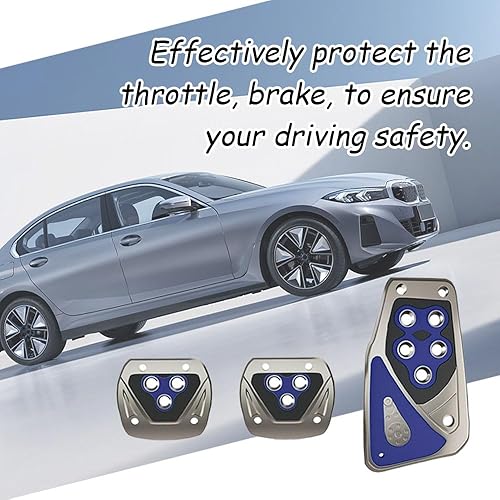 Miniatura 7 de Almohadillas para pedal de automóvil, kit de placa de descanso de pedales, cubiertas de pedal de gas, almohadillas de pedal de freno de acelerador,