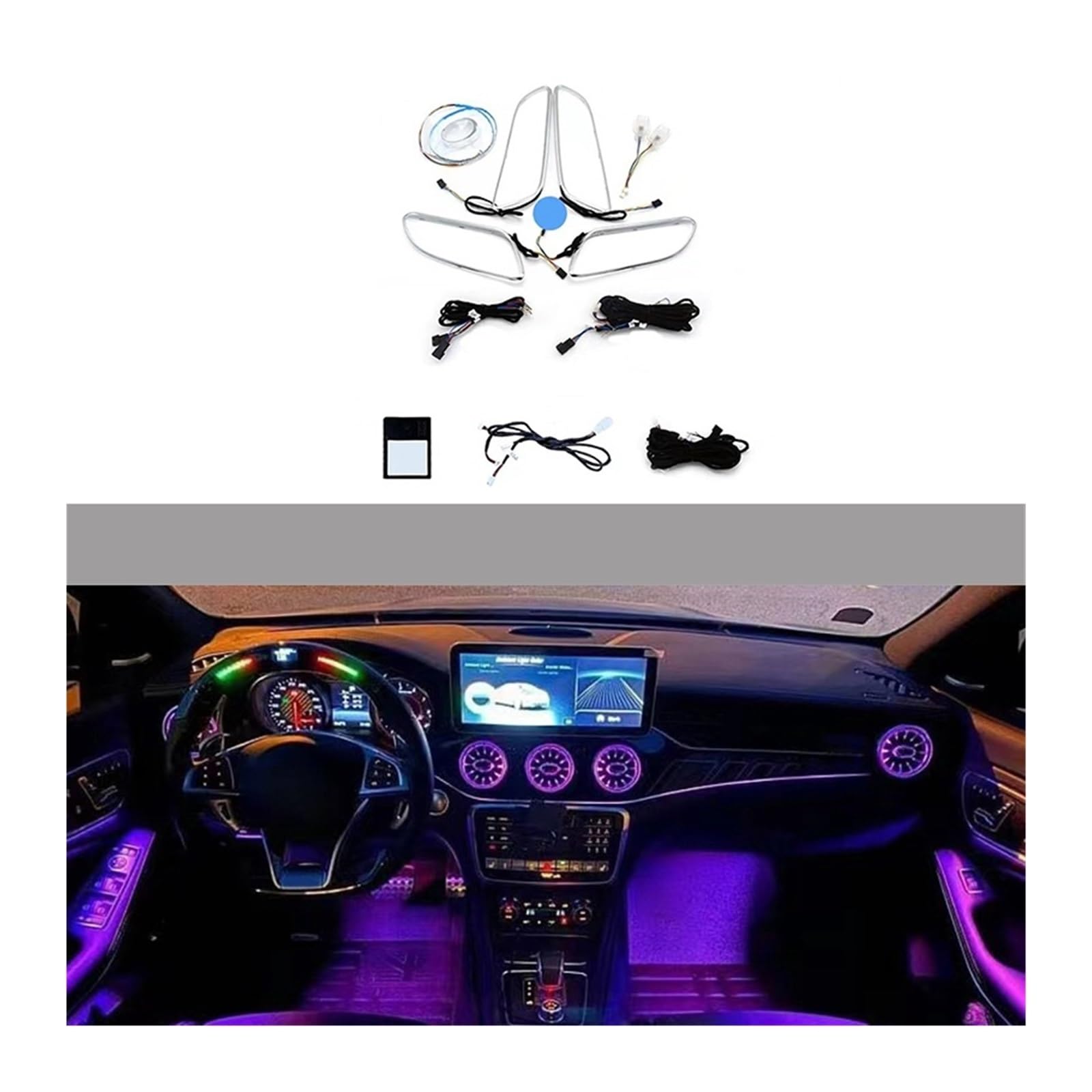 XCZPRKMXY 12 Color Colorful Ambient Light Compatible With Mercedes-benz GLA-class W156 2013 2014 2015-2019 Four Door Contour Light Footwell Light