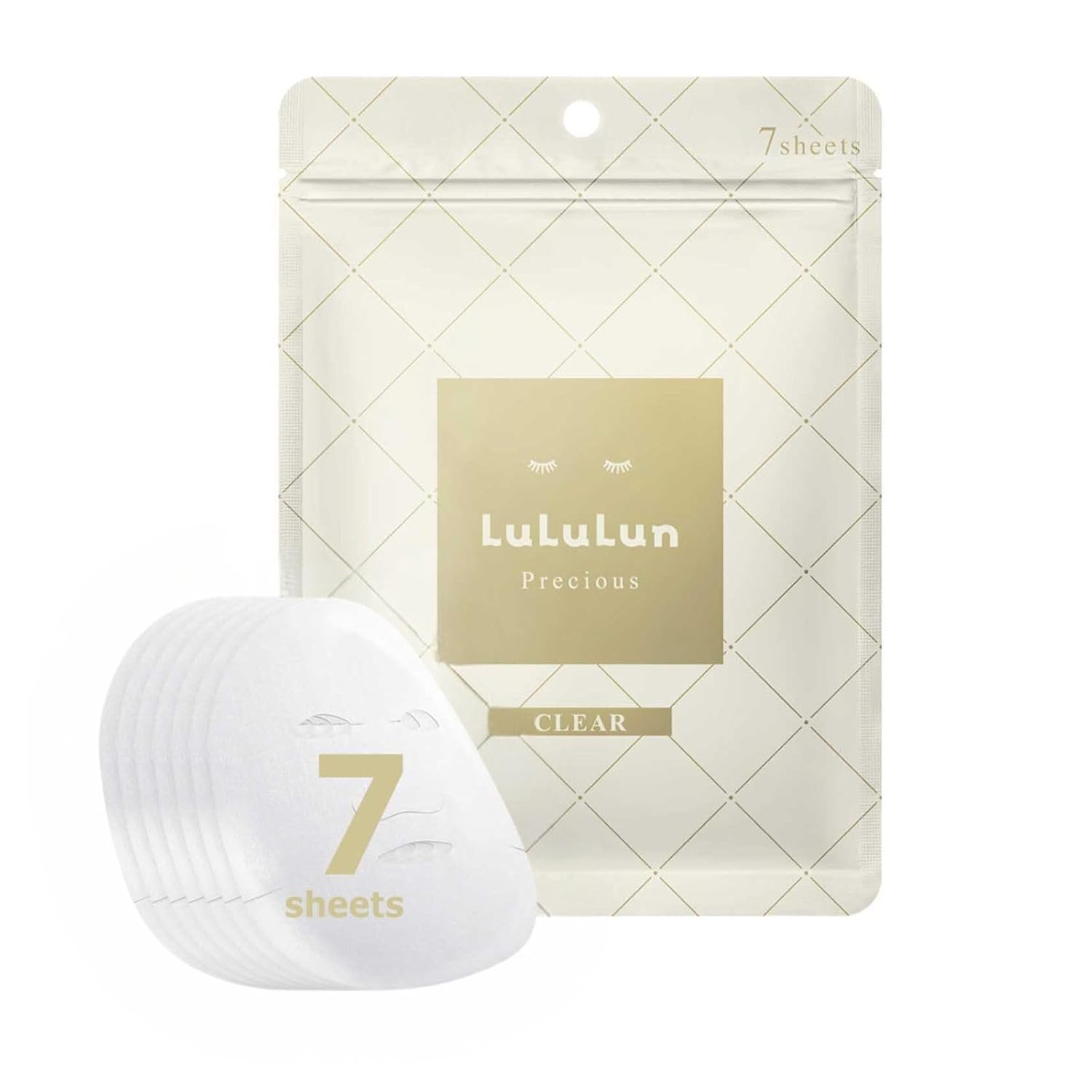 Lululun 32EA Anti Aging Face Mask Sheet for Women & Men, Hydrating Sheet Mask for Even-Toning Skin, Organic Face Mask, Daily Facial Mask Skincare with Green Tea & Shiso Leaf, PRECIOUS CLEAR