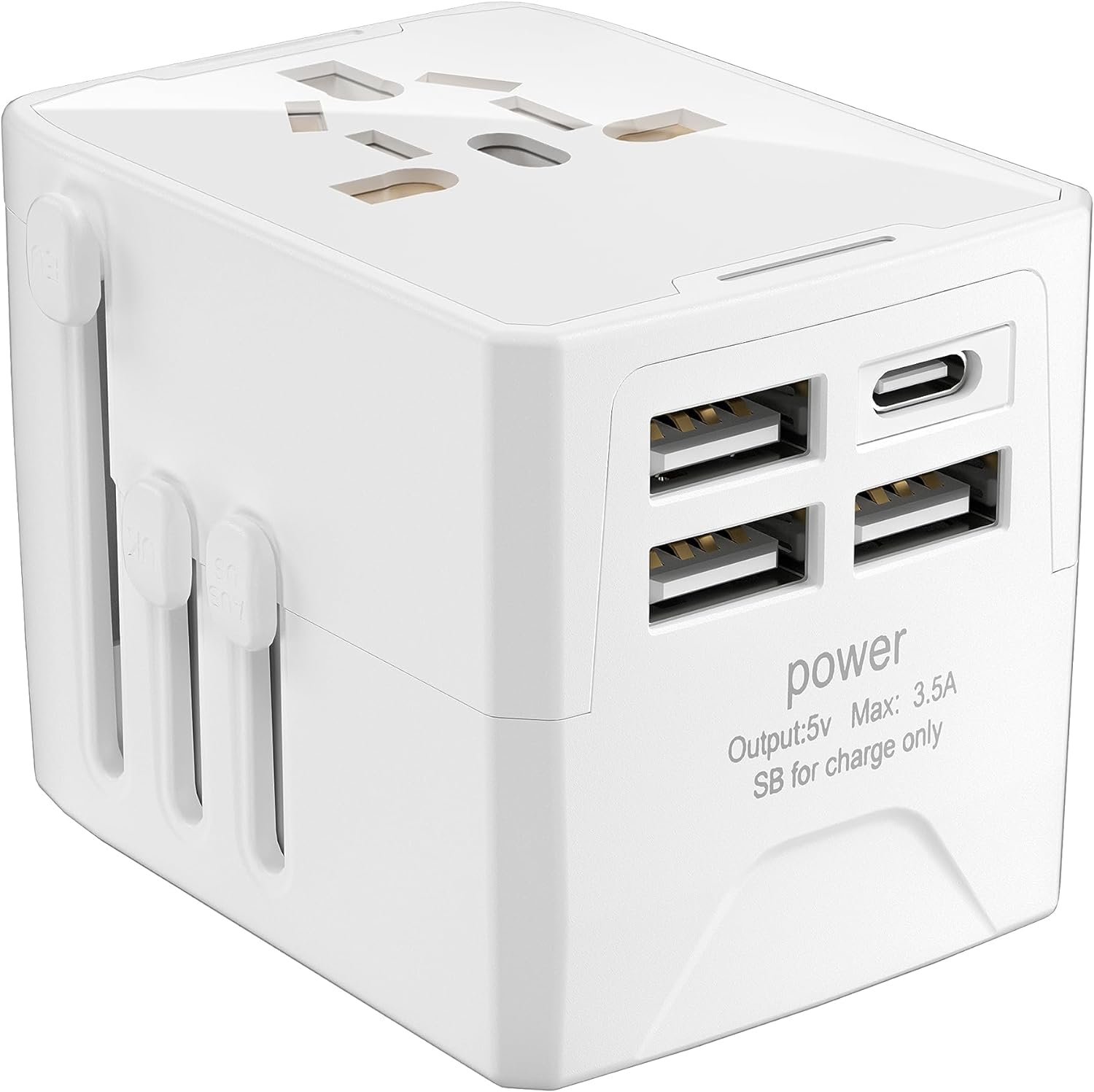 Martzilla Universal Travel Adapter-US,UK,EU,AUS 4 in 1, 3 USB A and 1 Type C Port Power Adapter for Travelling (White)-picture-43