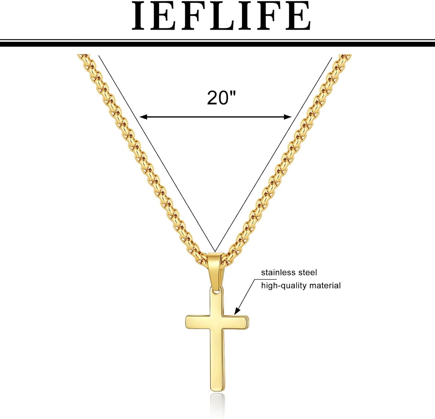 IEFLIFE Cross Necklaces Gifts for Men, Silver/Black/Gold Cross Necklace Box Chain Necklace for Men, Fathers Day Christmas Religious Baptism Christian Gift for Dad Son Boyfriend Husband Step Dad - Image 6