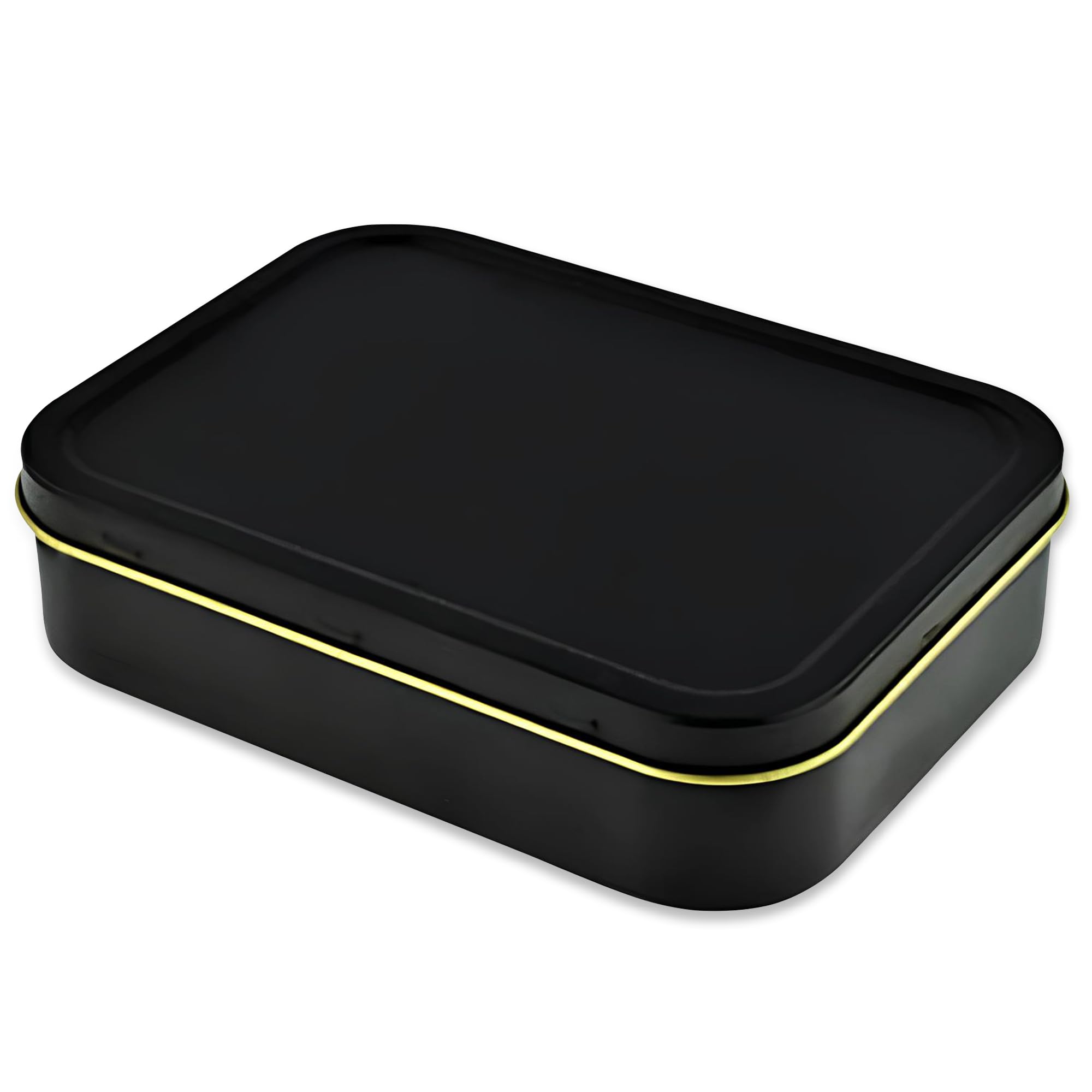 Black and Gold Cigarette Holder Tobacco Tin, Compact Cigarette Tin for Men and Women, Portable Tobacco Tins for Storage and Travel, Metal Smoking Case