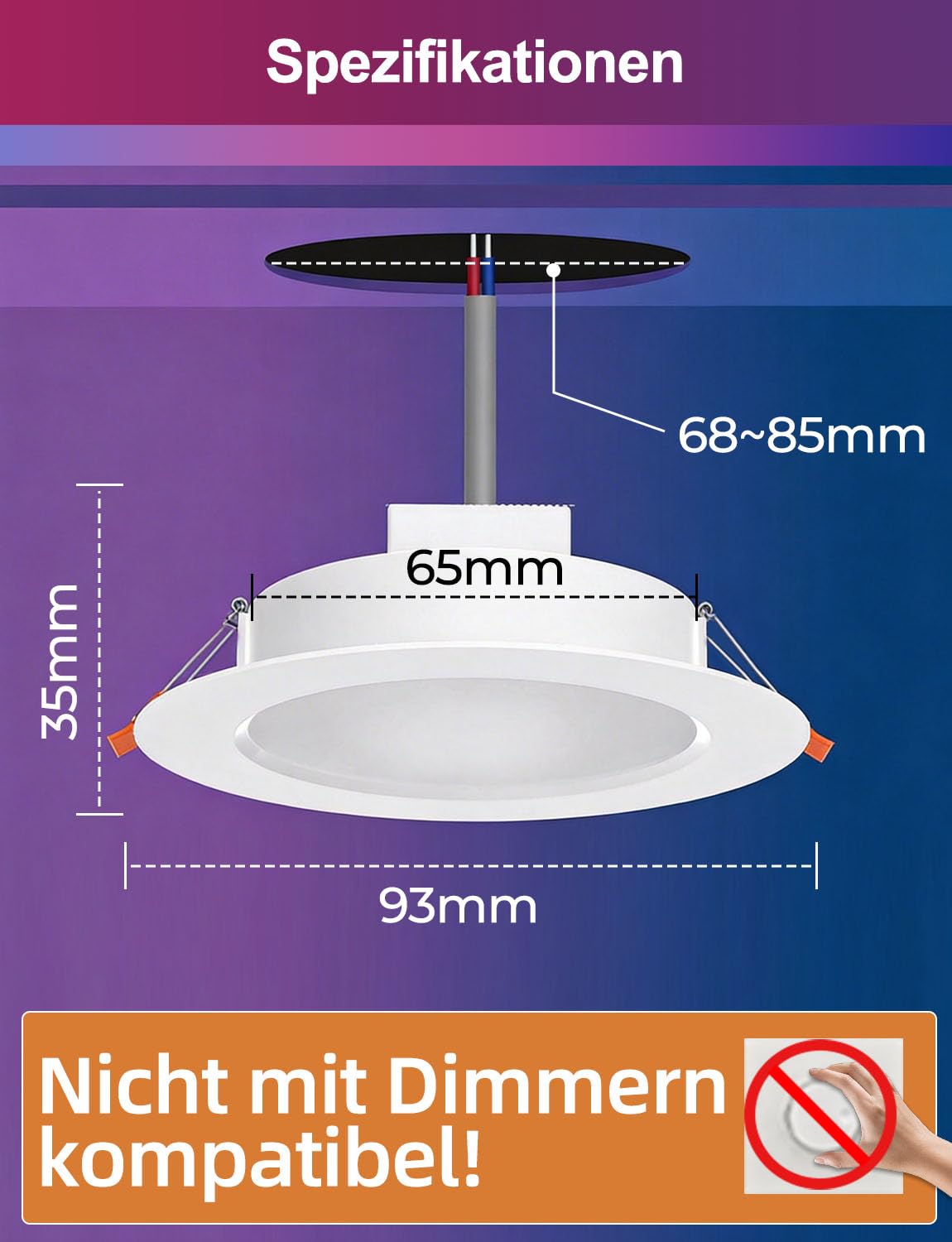 iLC LED Einbaustrahler 8W(ersetzt 60W), Ausschnitt 68-85mm, 16 Millionen Farben mit App-Steuerung, 800lm, 2700K-6000K+RGB, Bluetooth Rund Deckenspots IP44 für Wohnzimmer Schlafzimmer Küche (8er-Pack)