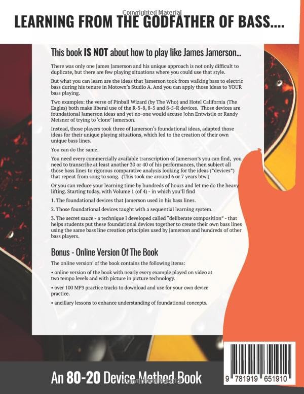 How To Play Bass - Learning From James Jamerson Vol 1: An 80-20 Device Method Book For Bass Guitar - Image 2
