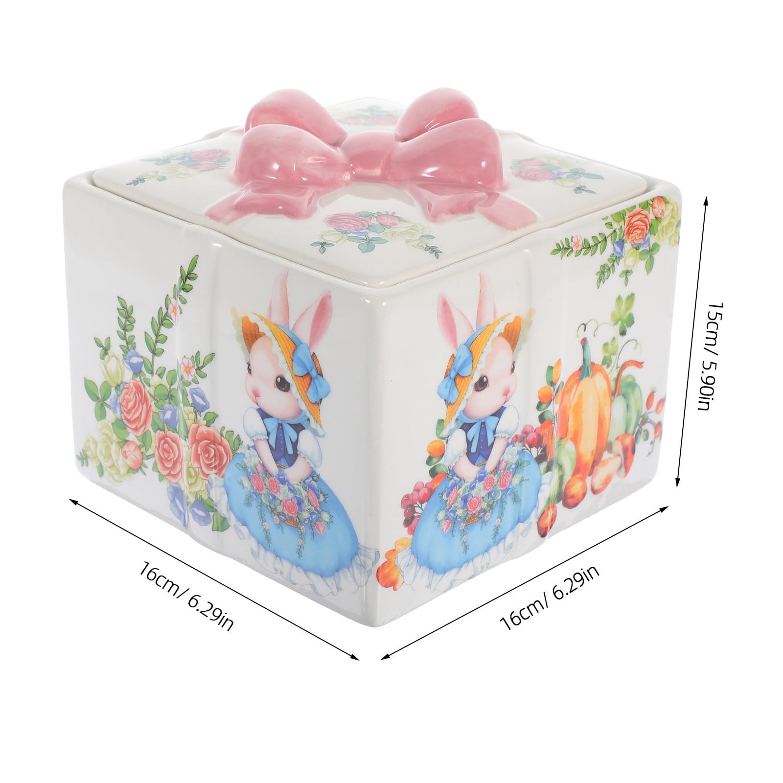 Barattolo per Caramelle, Candy Storage Canister, 2200ml, Ceramico, Marrone, Coniglio di Pasqua, per Dolci e Snack, Decorazione da Scrivania Pasquale per Amici e Famiglia