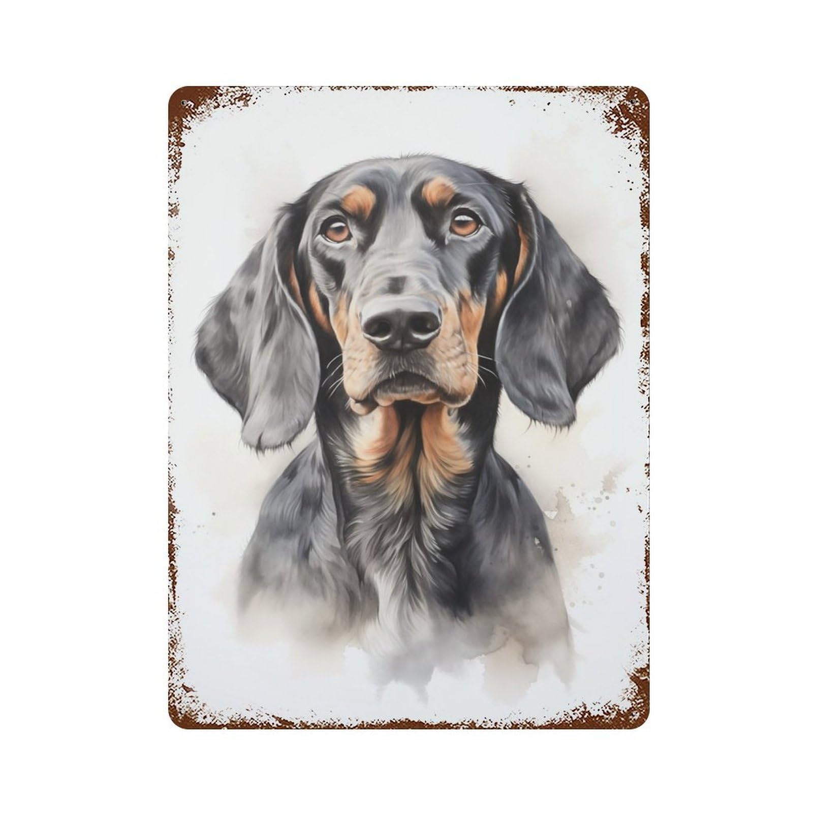 Distressed Metal Wall Sign Tan Coonhound Portrait 15.7"x11.8", Vintage Wall Decor for Garage, Bar And Workshop Decor