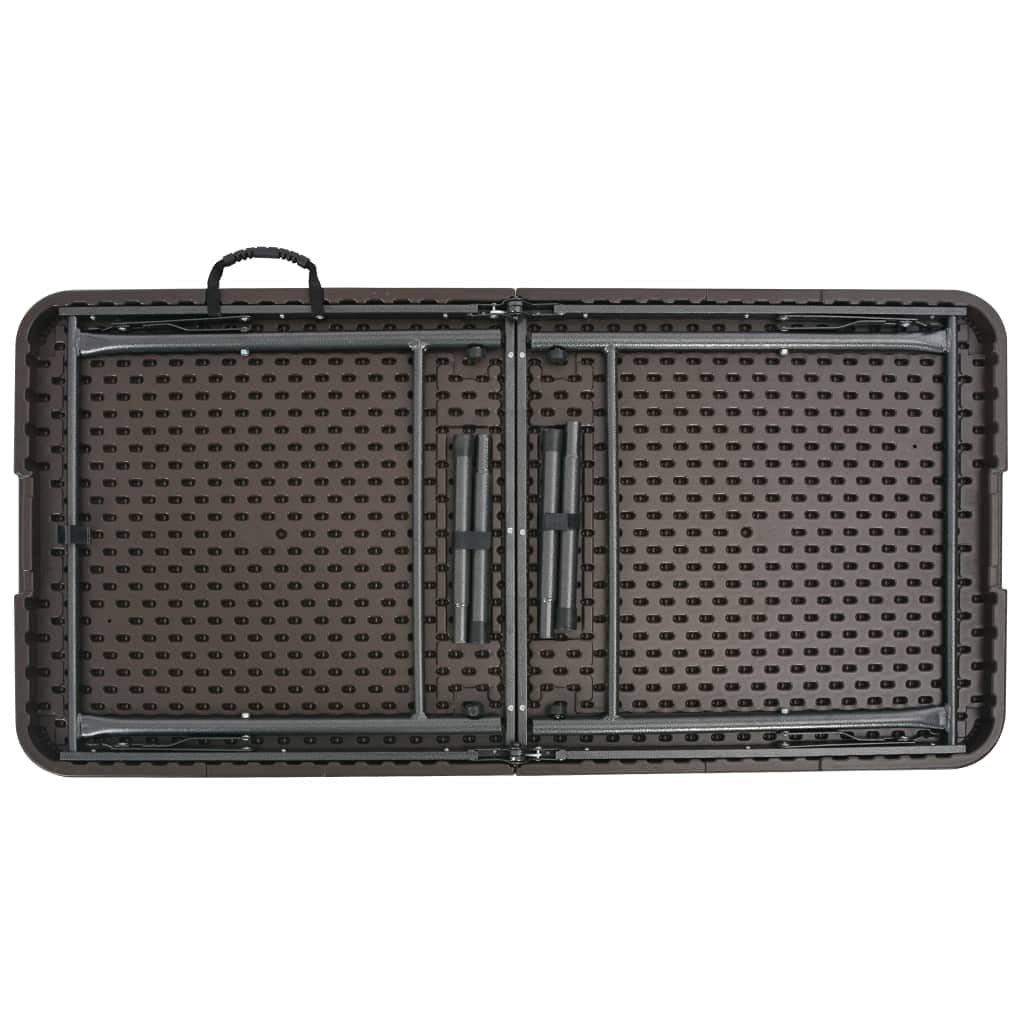 Tavolo da giardino pieghevole, marrone, 120 x 60 x 74 cm, resistente alle intemperie, effetto rattan, per terrazza, balcone, giardino, esterno, salvaspazio, stabile, facile da pulire