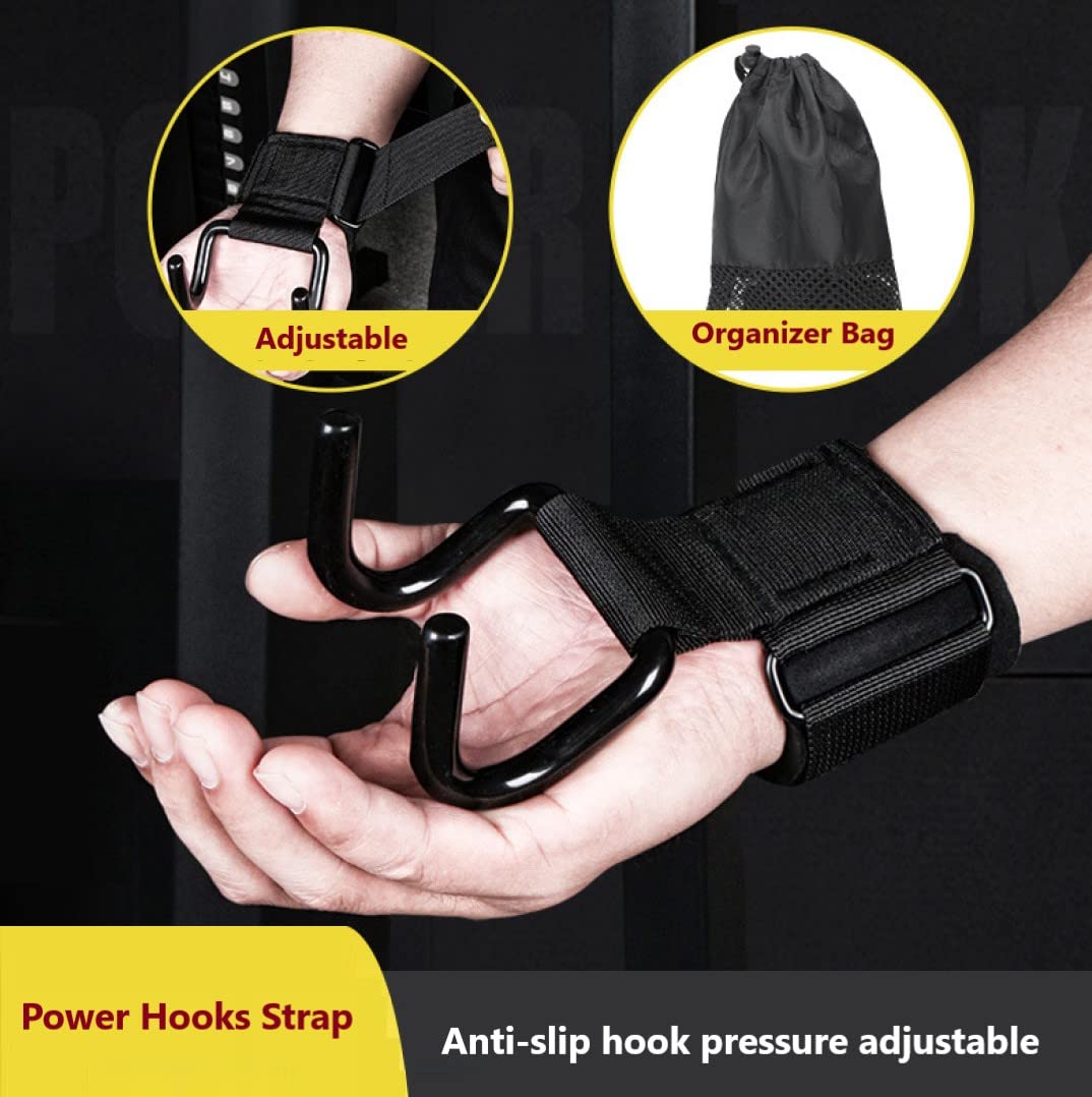 Weight Lifting Hooks Heavy Duty Lifting Wrist Straps Pull Ups Deadlift Straps Powerlifting Grips Anti-Slip Workout Straps for Stretching Gym Training Gloves for Men & Women Premium Equipment