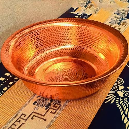 Lavabo de cobre puro 8L, diámetro 41 cm para spa de pies