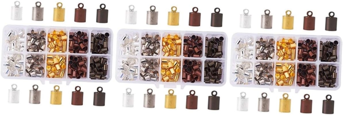 Tofficu 900pcs Brass Cord End Caps for Jewelry Making DIY Leather Finding Kit for Bracelets Necklaces and Tassels Compatible Satin and Rattail Cord