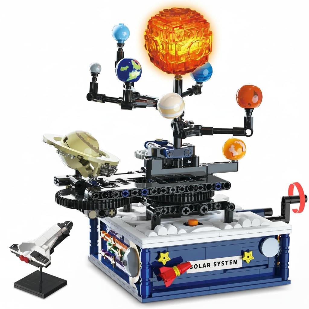 SKY LINE OCEAN Solar System Building Set – 775 PCS Rotating Planet Model with Glowing Sun & Rocket, Compatible with Major Brands, STEM Educational Toy for Boys & Girls Ages 8–14-image-27