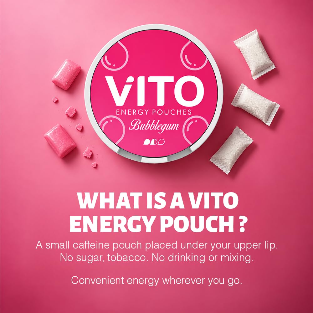 VITO Caffeine Energy Pouches - Bubblegum 120mg, 20 Ct, Sugar-Free, Zero-Cal — Amazon image 5