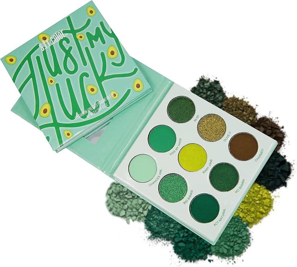 Bajajbeauty Sfr COLOR 9 Color Matte, Shimmery and Glitter Finish Mini Eyeshadow Palette | Highly Pigmented | HD Bridal Eyeshadow Palette | (green)