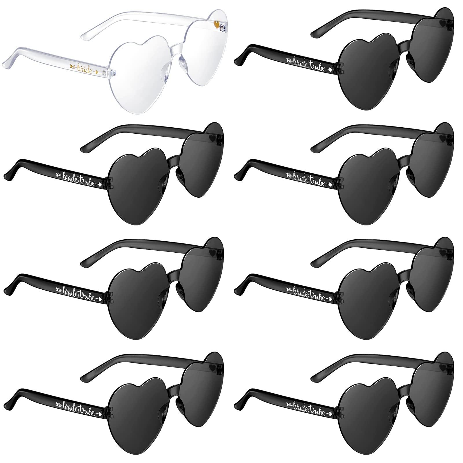 Weewooday8 Pcs Bride Sunglasses Heart Shaped Sunglasses Love