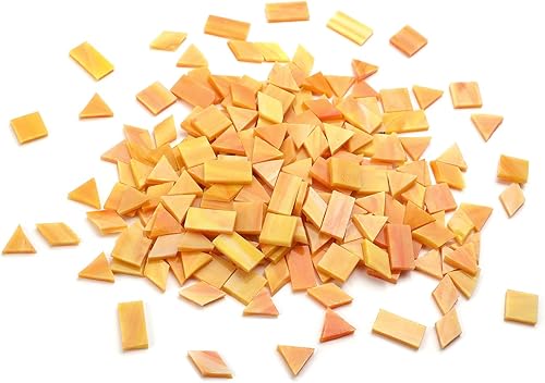 Lanyani - 200 azulejos de mosaico de vidrio para manualidades, 4 formas mixtas de vidrio coloridas, azulejos de vidrio Tiffany para mosaico, naranja