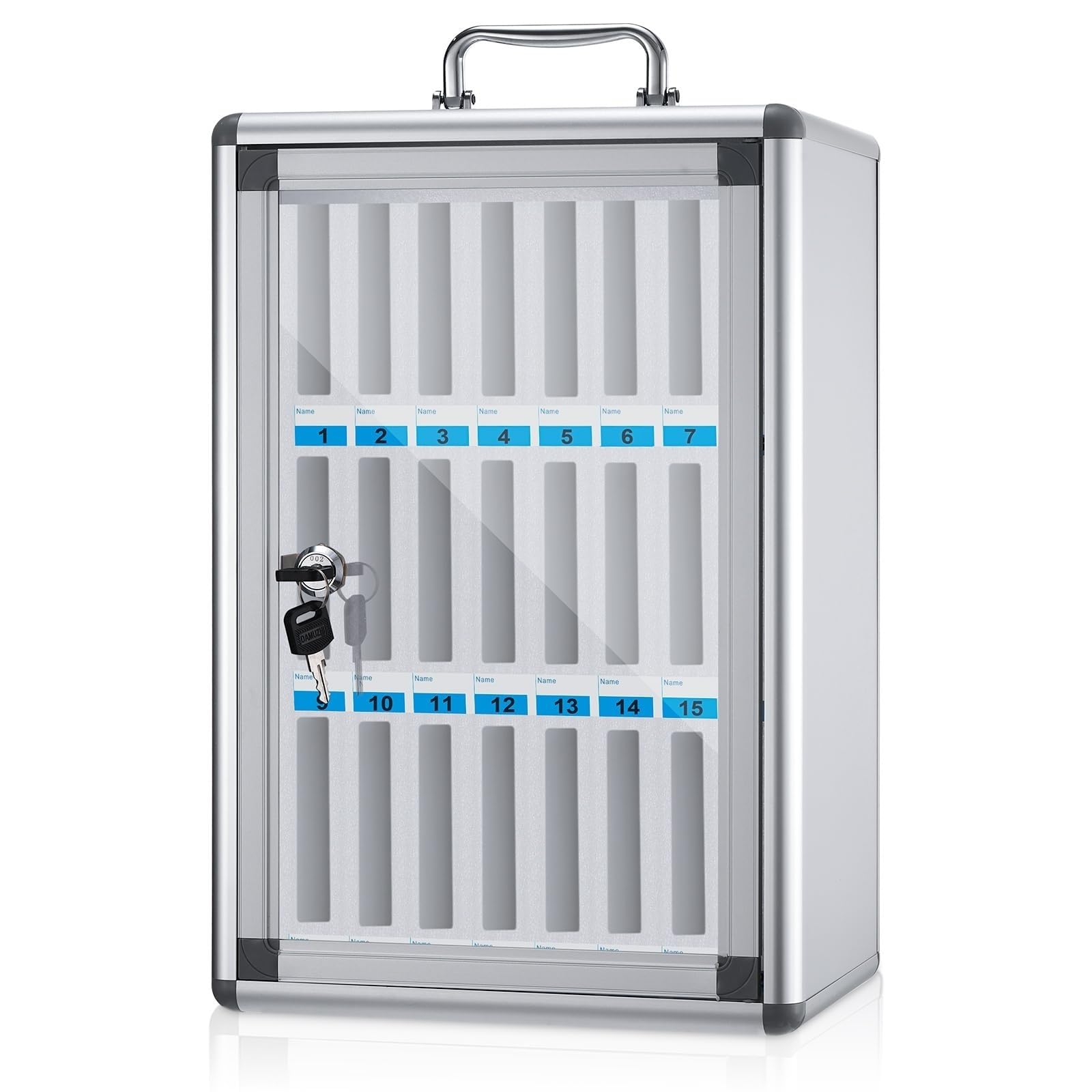 LVRUIEDS Mobile Phone Storage, Personal Storage Box with 12/15/20/25/30/40 Slots, Transparent Mobile Phone Locker with Lock, Desktop Mobile Phone Storage Cabinet (Aluminium Alloy, 24 Slots) โ image 1