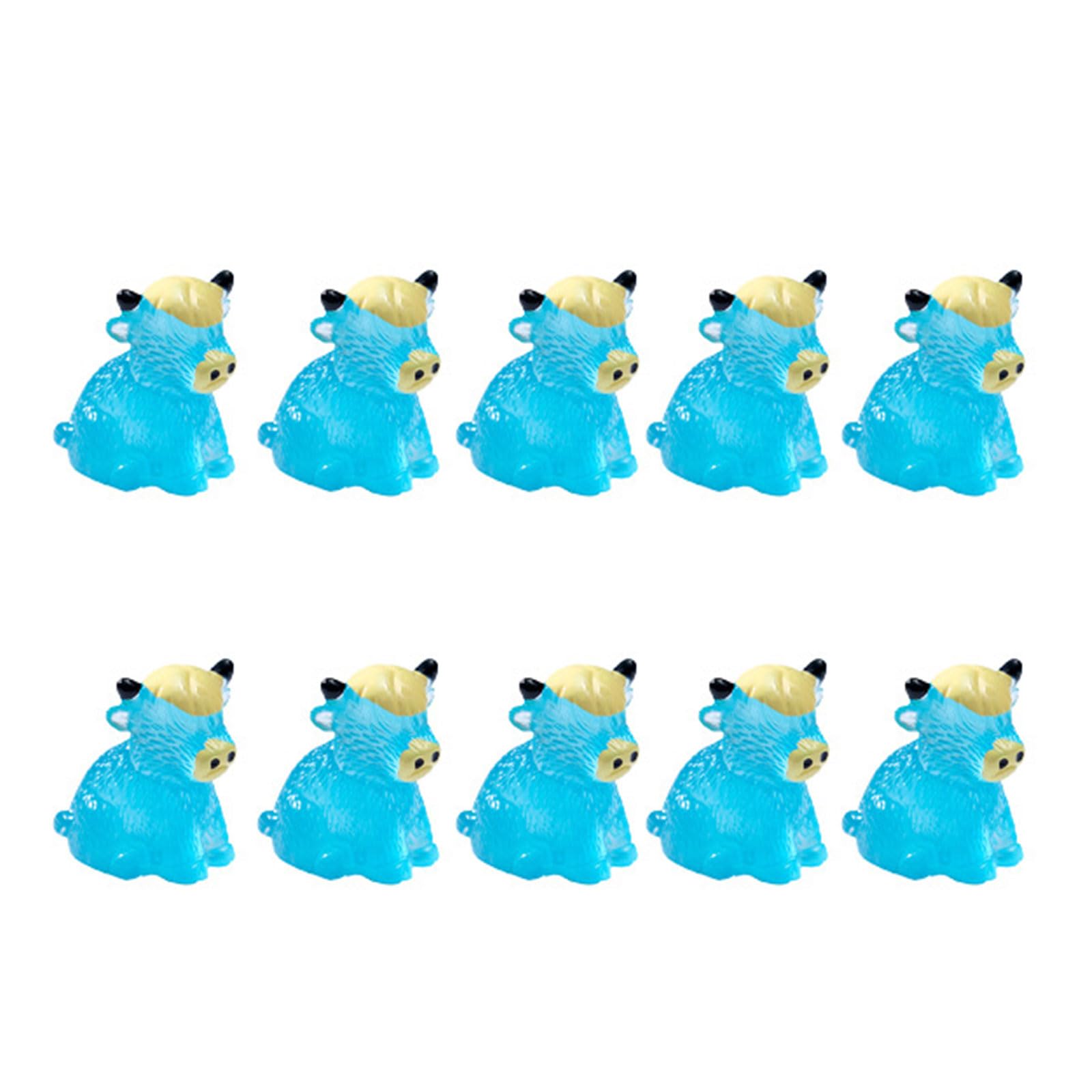 Mllepjdh 10Pcs Luminescent Minis Highlands Cow Figurines to Hide Miniature Cow Statues Ornament for Cake Toppers Garden Miniature Landscape Decors Minis Highlands Figurines Bulk