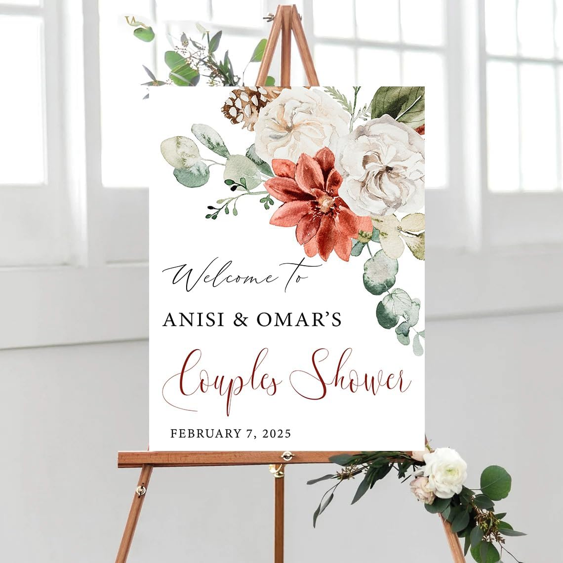 Personalized Couple Shower Yard Sign, Bridal Groom Shower Welcome Lawn Decoration for Wedding Celebration Entrance Outdoor Display Waterproof Corrugated Plastic with Single or Double Sided #11