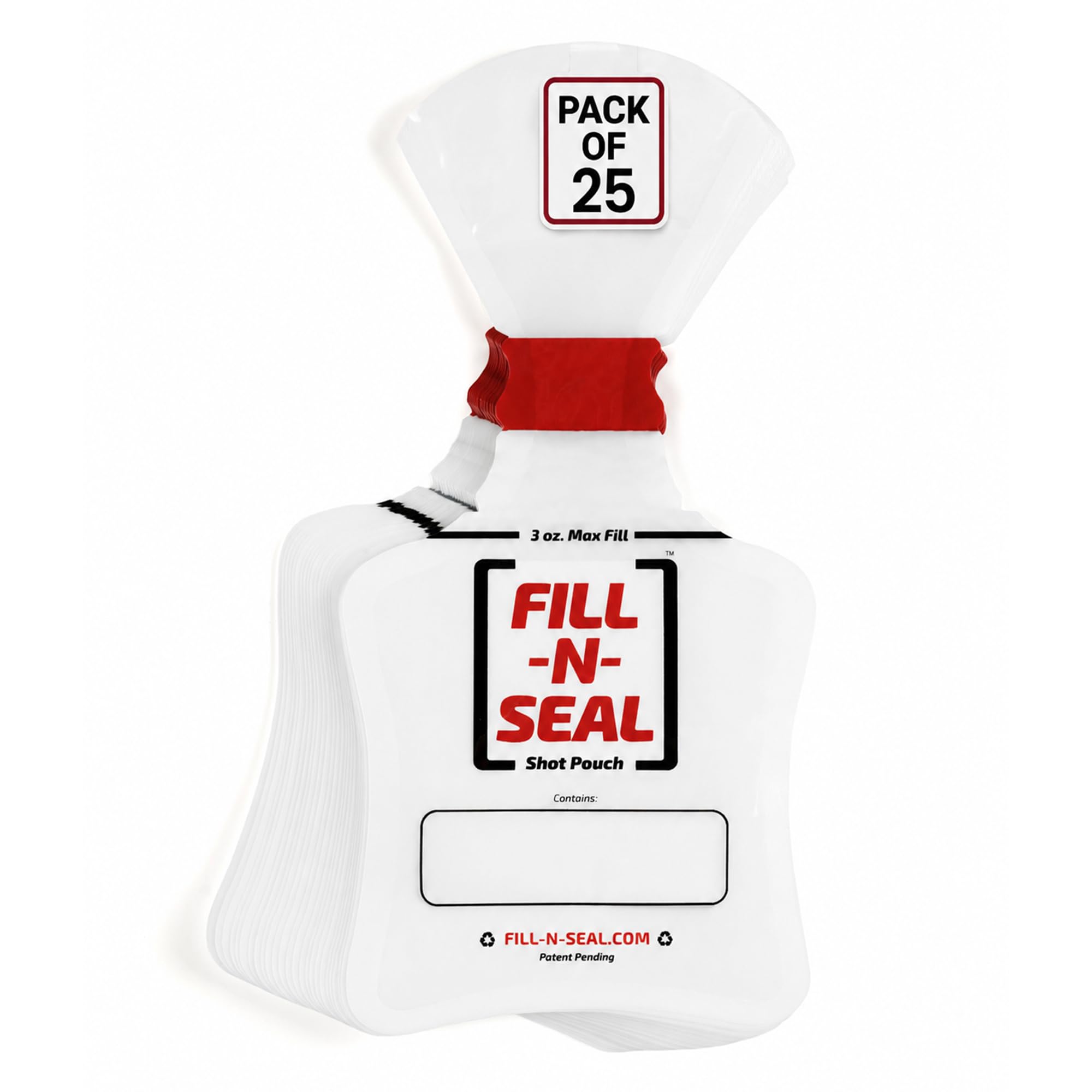 (25) 3oz Liquid Heat Sealed Pouches by Fill-N-Seal, No Funnel Needed, TSA Carry-On Approved, 100% Flexible, and BPA Free!