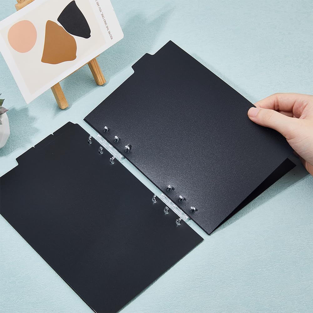 SUPERFINDINGS 2 Sets 10 Sheets A5 Index Binder Dividers Black Plastic 6 Ring Binder Dividers Binder 5-Tab Binder Dividers Index Dividers with Top Tabs for Loose Leaf Binders - Image 3