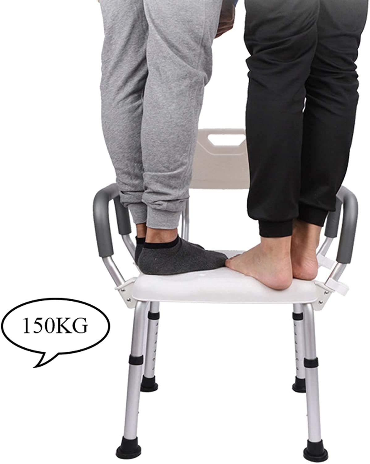 Silla de Ducha Ajustable en Altura con apoyabrazos y Respaldo Asiento de Ducha Pesado Seguridad Antideslizante para Ancianos Asistir a Personas Mayores Discapacidades Ducha Accesible para ba