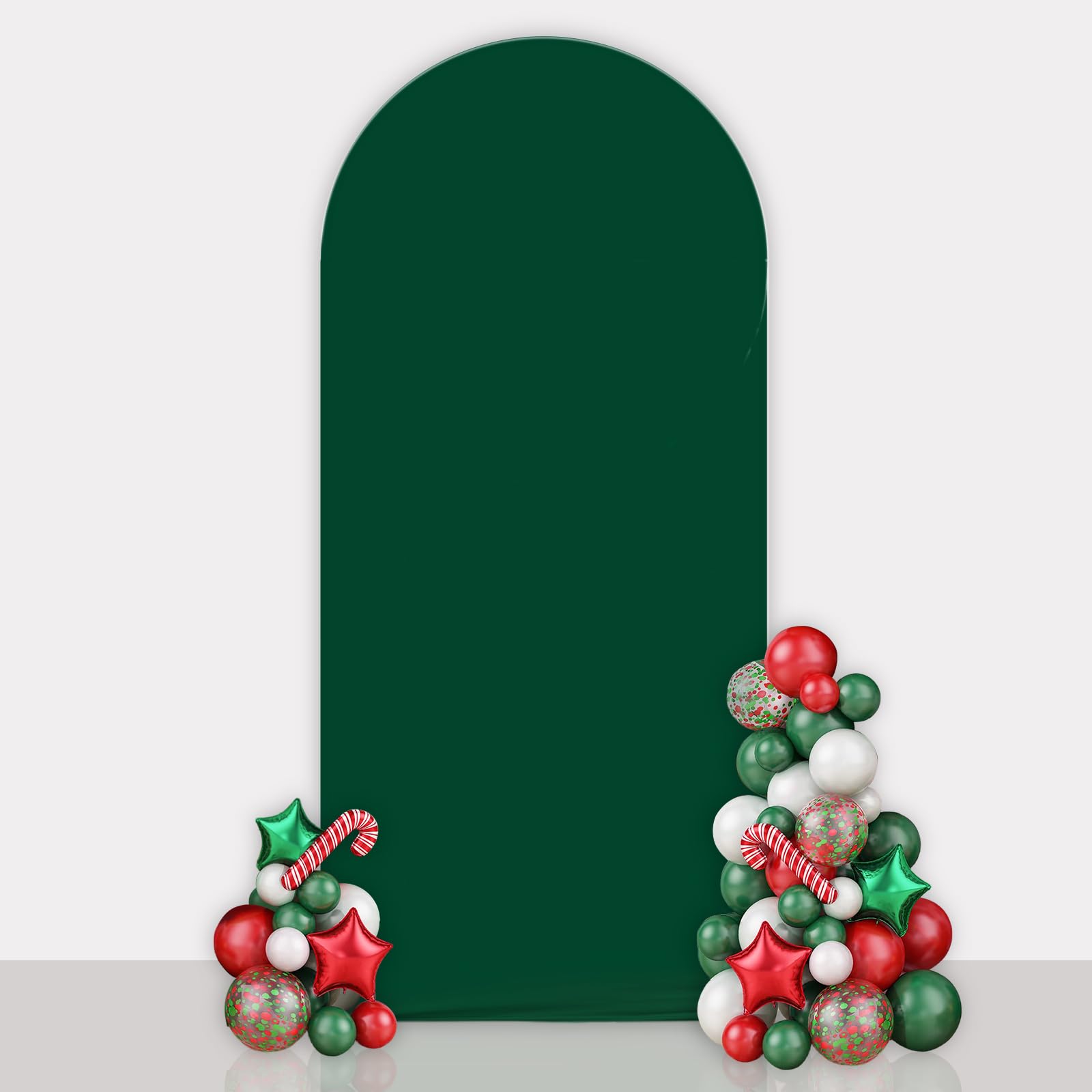 AIBIIN 3.3x7ft Green Arch Wall Backdrop Emerald Round Top Backdrop Cover Solid Color Round Top Arch Frame Cover 2-Sided Fit Backdrop Stand for Wedding Bridal Shower Engagement Jungle Birthday Decor