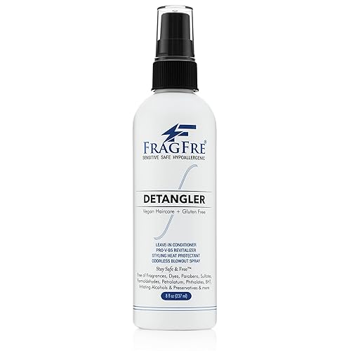 FRAGFRE - Spray para desenredar el cabello, 8 oz, acondicionador para piel sensible y cuero cabelludo, spray protector de calor, sin fragancia,