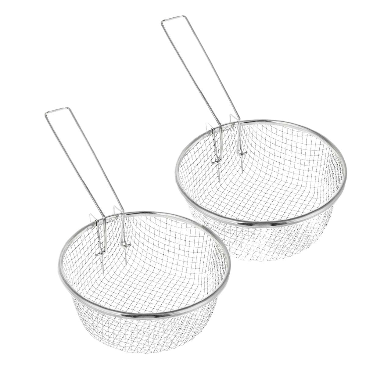 Koszyki Na Frytki Kuchnia 2 szt. okrągłych koszyków ze stali nierdzewnej do frytkownicy, druciane koszyki frytek KoszykóW Do SmażEnia Chipsy