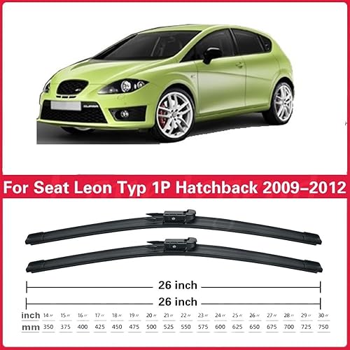Miniatura 3 de Limpiaparabrisas delantero y trasero compatible con Seat Leon Typ 1P Hatchback 2009-2012 parabrisas ventana de 26 + 26 + 11 pulgadas