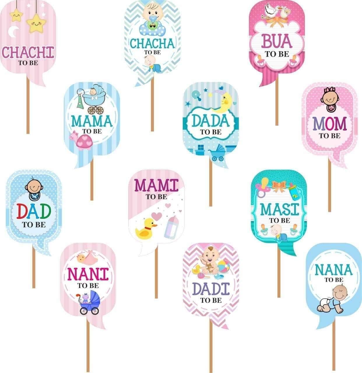 Baby Shower Relationship Photo Props- 12pc by Indian Collectible