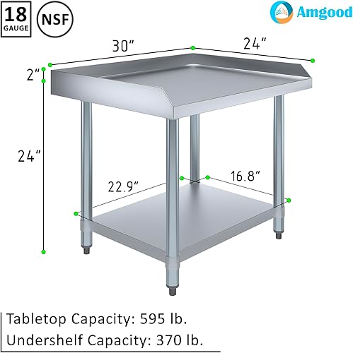 Miniatura 3 de AmGood Soporte de acero inoxidable de 24 x 30 pulgadas  Altura 24 pulgadas  Mesa de parrilla comercial resistente