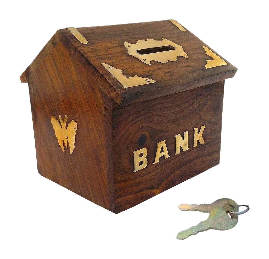HEEBA GALLERY Wooden Money Bank - Big Size Master Size Large Piggy Bank Wooden 8 x 5 inch for Kids and Adults (Brown) (Design-5) (B09JZNVCFJ) Amazon Price History, Amazon Price Tracker