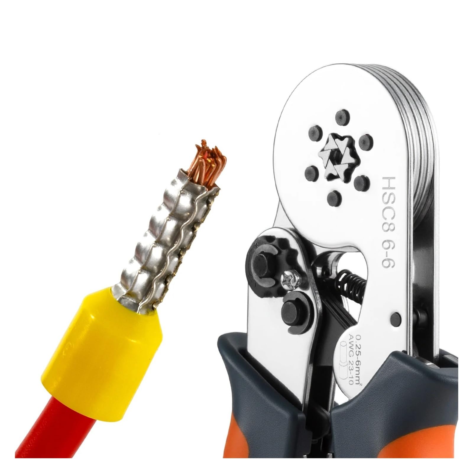 Herramientas de prensado de terminales, manguitos de virola, minialicates eléctricos HSC8 6-4/6-6(0,25-10mm²/0,25-6mm²), abrazadera de reparación de conexión de cable(HSC8 6-4 2000PCs)