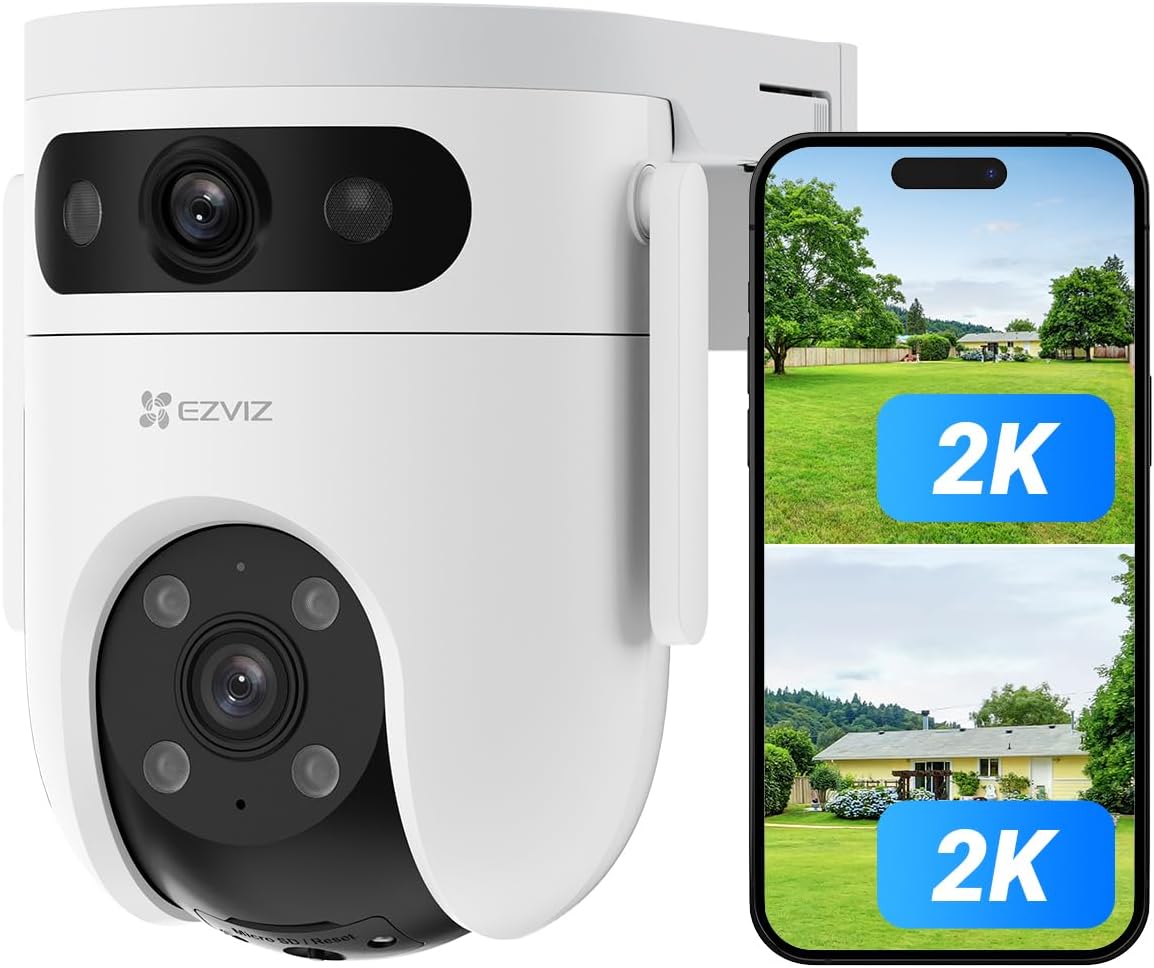 EZVIZ by Hikvision|1296P H9C Dual-Lens(3MP+3MP) Pan & Tilt Wi-Fi Camera|2-Way Talk|AI-Powered Human/Vehicle Detection|Active Defense with Siren and Strobe Light|Weatherproof Design|Upto 512GB Support