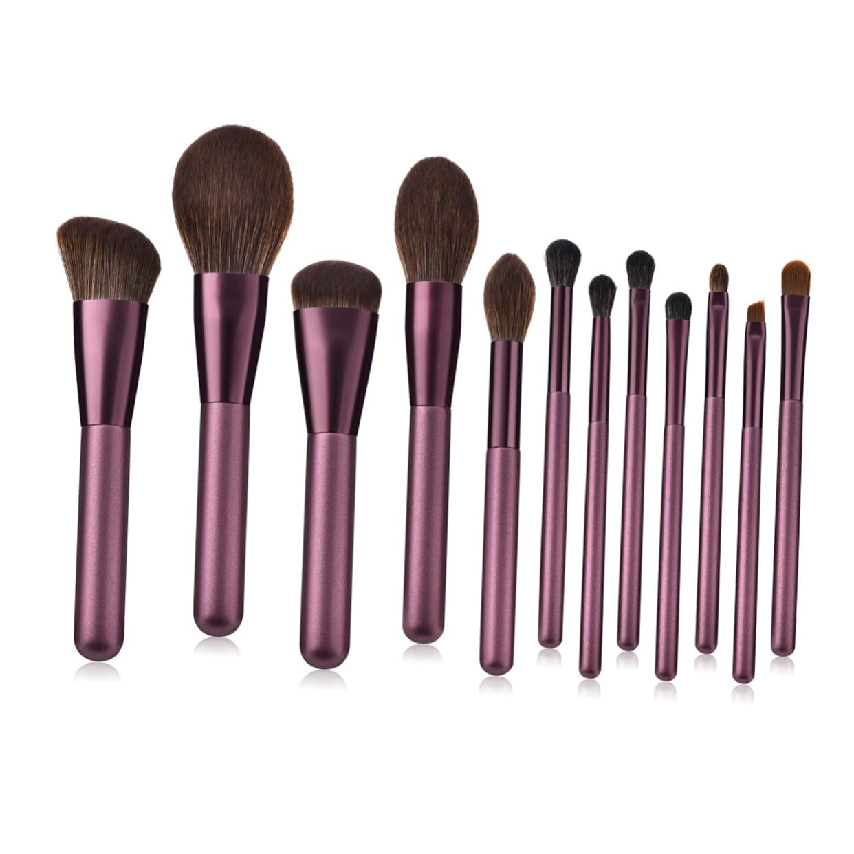 Set di Pennelli per Make-up T-12-063 12 Pezzi, Manico Legno Nylon Porpora