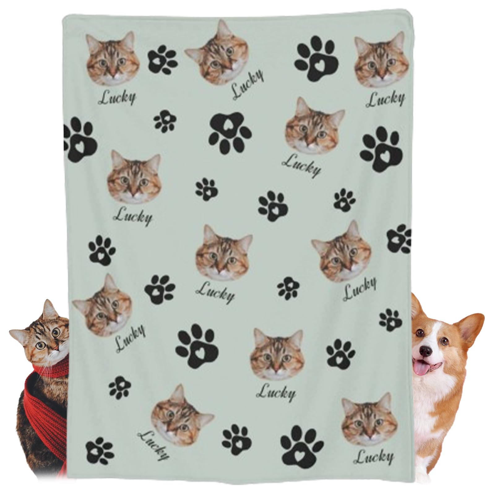 Naispanda Personalised Blanket for Adults, Personalised Blanket with Face Photo, Custom Blanket with Dog Photo and Name, Custom Blanket, Personalised Face Blanket, Gifts for Girl Boy Pet Friend