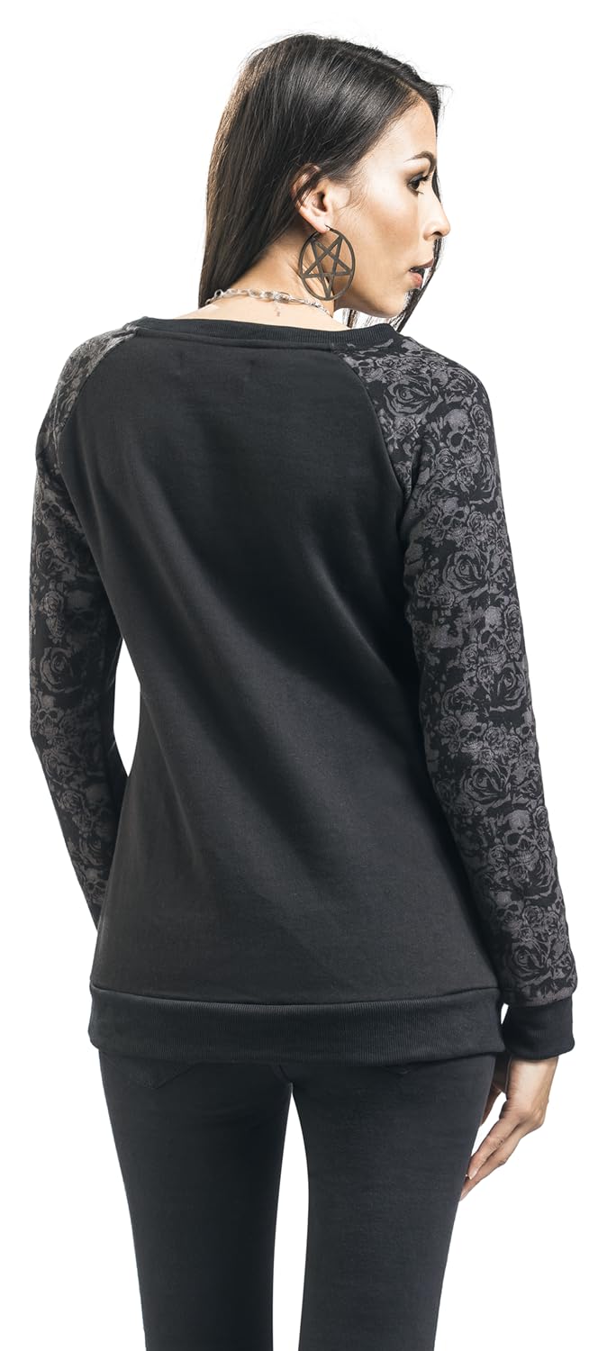 Black Premium by EMP Damen schwarzes Langarmshirt mit abgesetzten Ärmeln