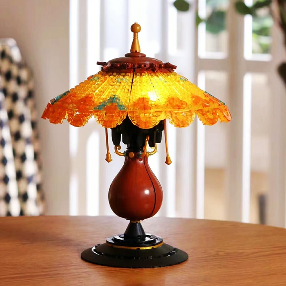 ENHANA Retro Table Lamp Toy Building Set, Home Décor Accessory for Adults, Building Blocks Set for Couples, Ideas Gift for Mother's Day Decoration 804 Pieces (Mini Building Blocks)
