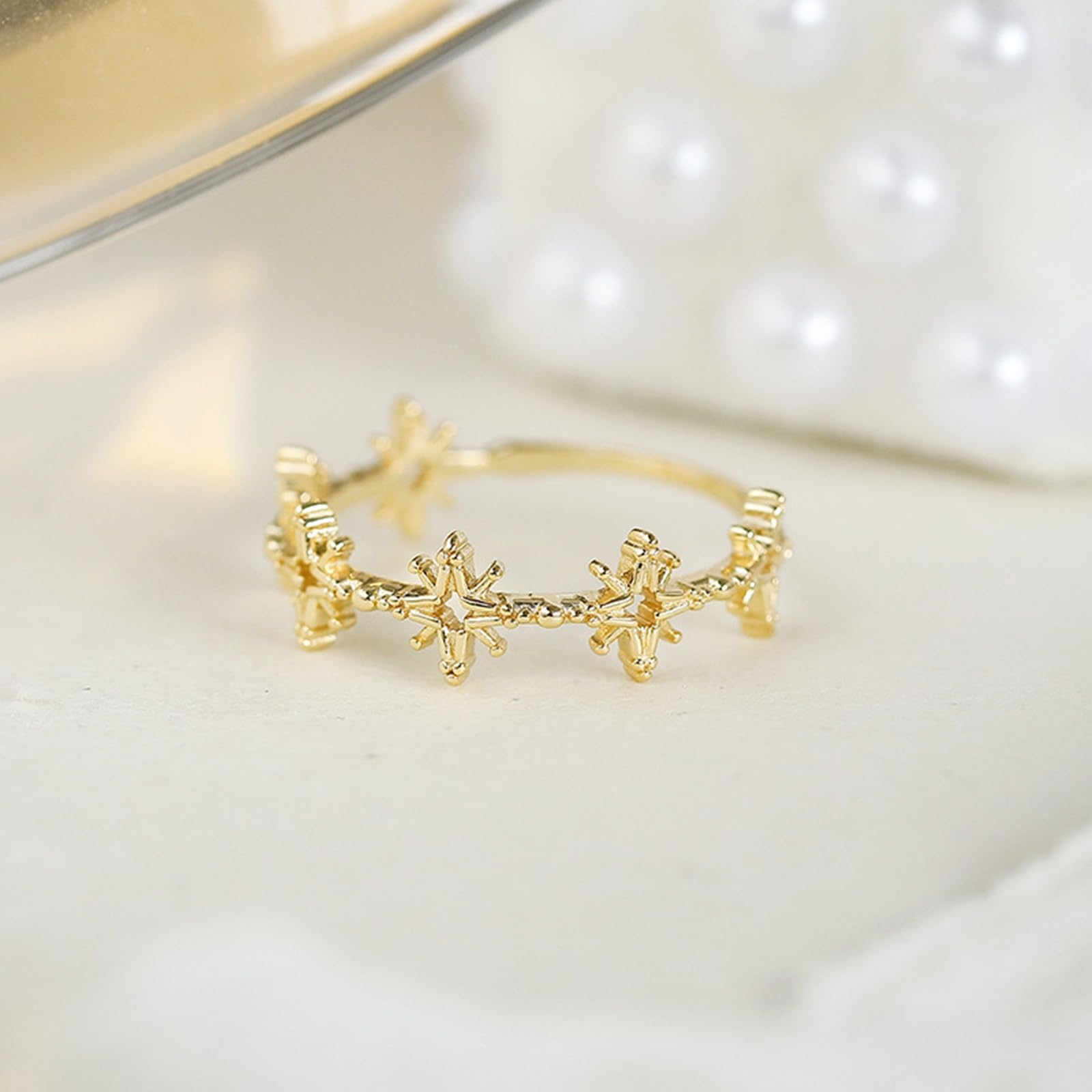 Anillo de boda Au 375/585/750 oro amarillo, estrella hueca