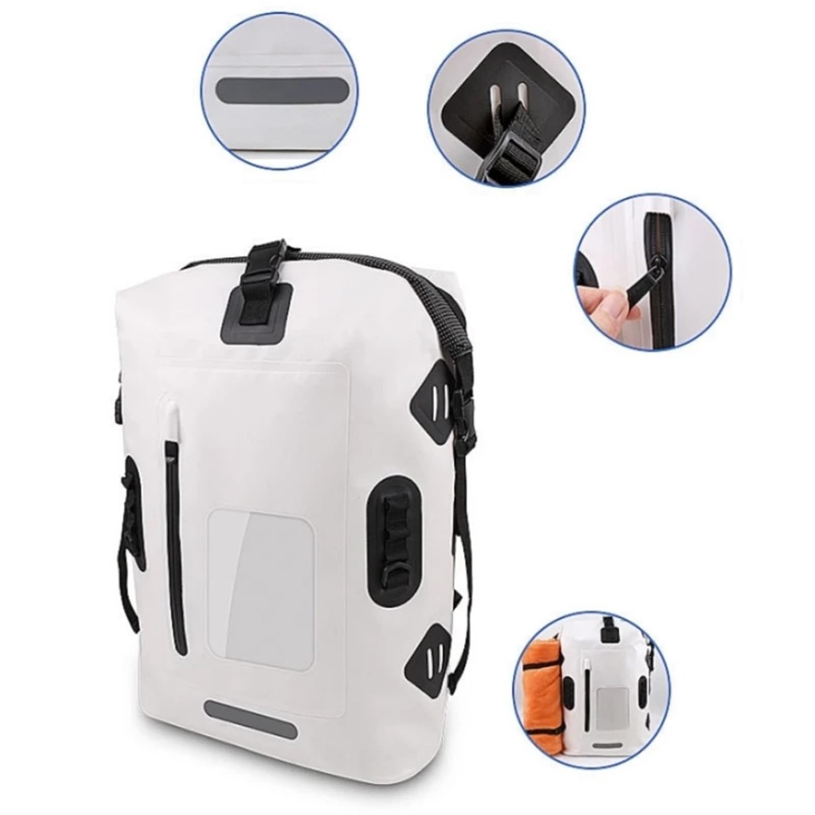 Bolsa Seca Impermeable Bolsa Impermeable de 30L for Deriva, Mochila for natación, Gran río, Trekking, Hombro, Buceo, Rafting, Canoa, Kayak, Bolsa Camping PVC(Black)
