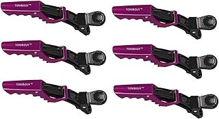 مشابك شعر - 6 قطع لتصفيف الشعر وتقسيمه، مشابك شعر احترافية لصالونات التجميل (أسود وأرجواني)