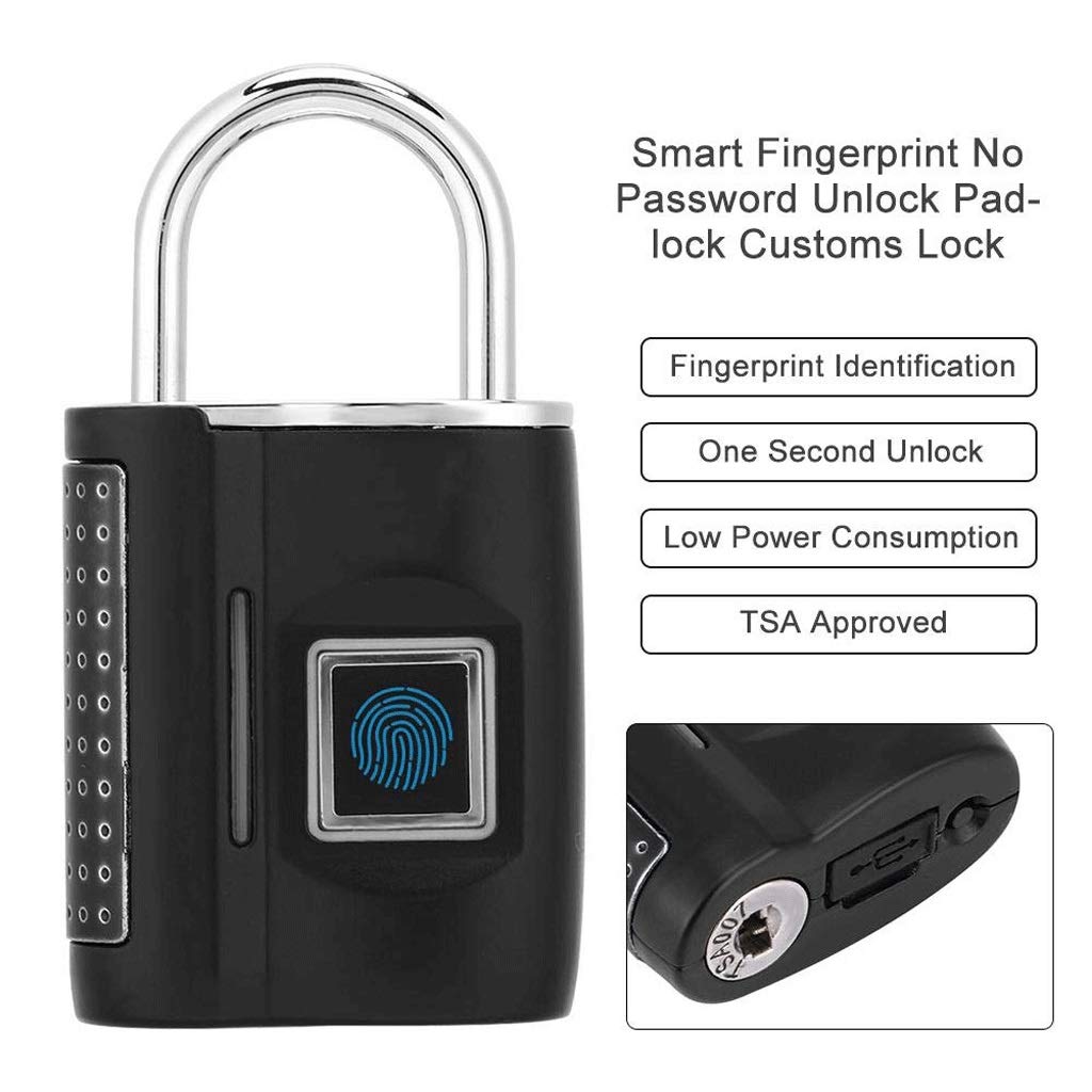 Cadenas Intelligent de Verrouillage de Charge USB à Empreintes digitales, Cadenas Intelligent de Verrouillage de Porte à Empreinte Digitale sans clé pour Armoire de casier de Salle de Sport et Plus