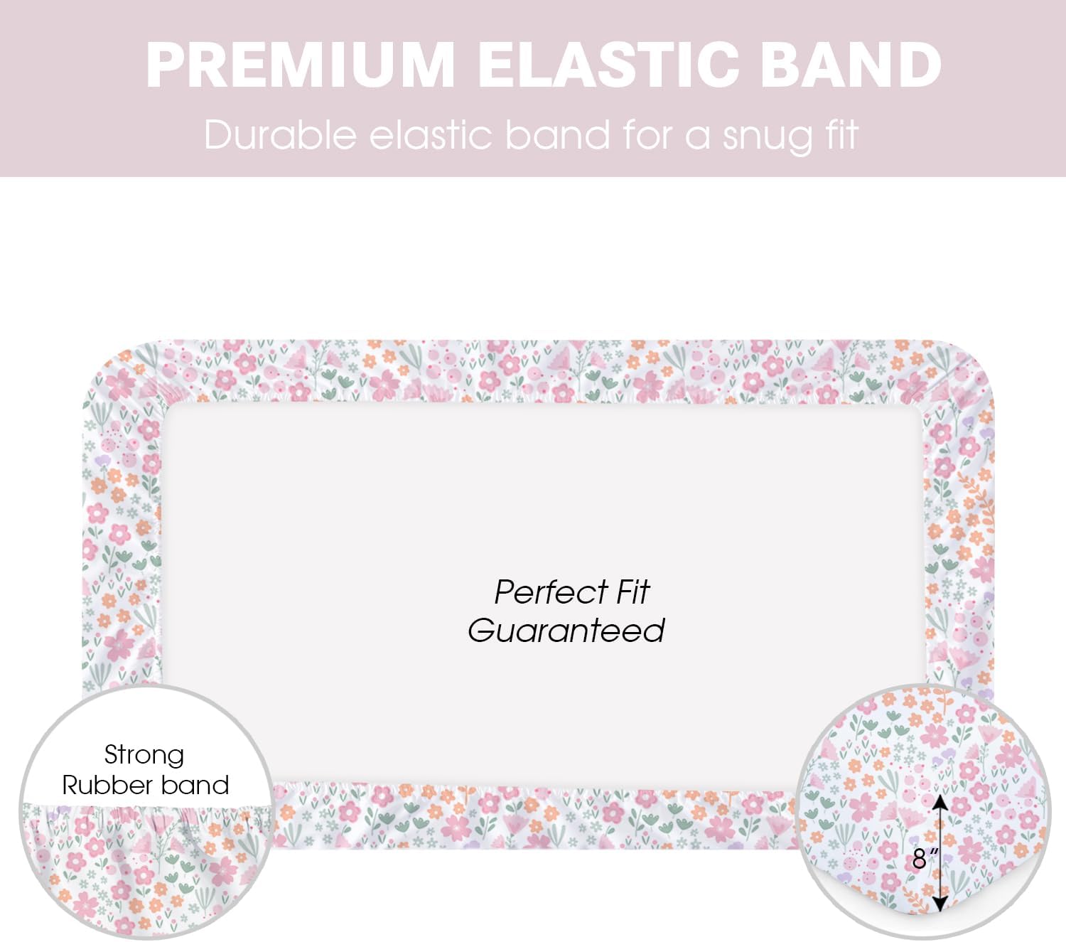 Little Grape Land Crib Sheets Baby Toddler Sheets 4 Pack Fitted for Boys Girls, Standard Size 28x52‘’ Crib Mattress, Super Soft Breathable Washable Microfiber (Floral/Blossom/Dots/Blush Pink) - Image 4